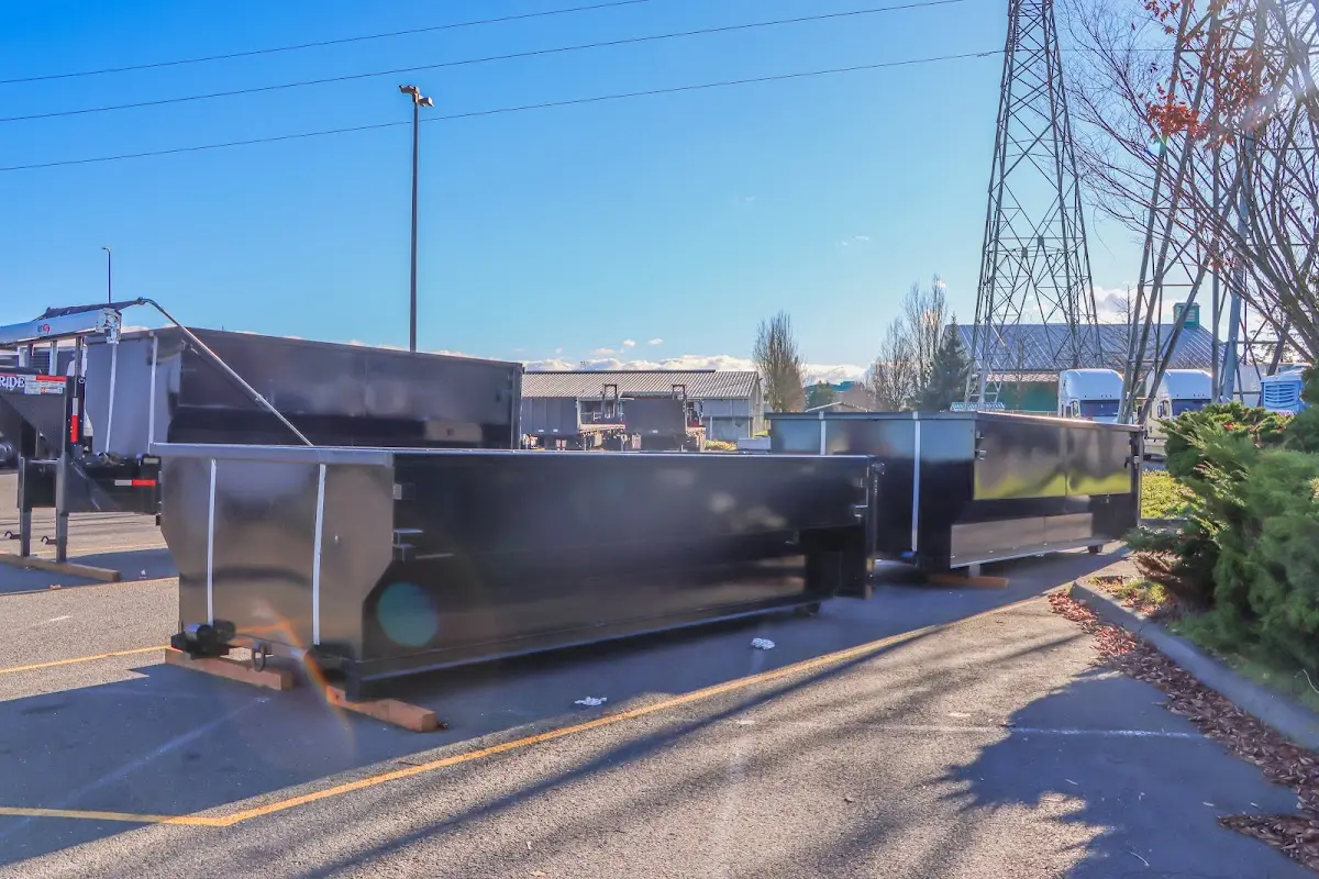 Roll-off dumpster ready for waste disposal at job site for Cleanout Dumpster Rental in Mankato